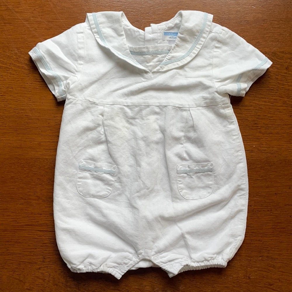 Janie and Jack white formal Romper (Layette)